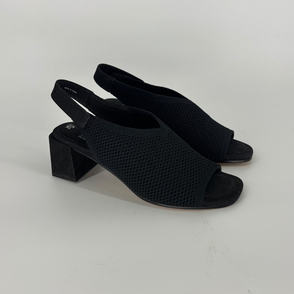 Eileen Fisher Trudy Recycled Stretch Knit Sandals‎ Black Women Size 6 Block Heel